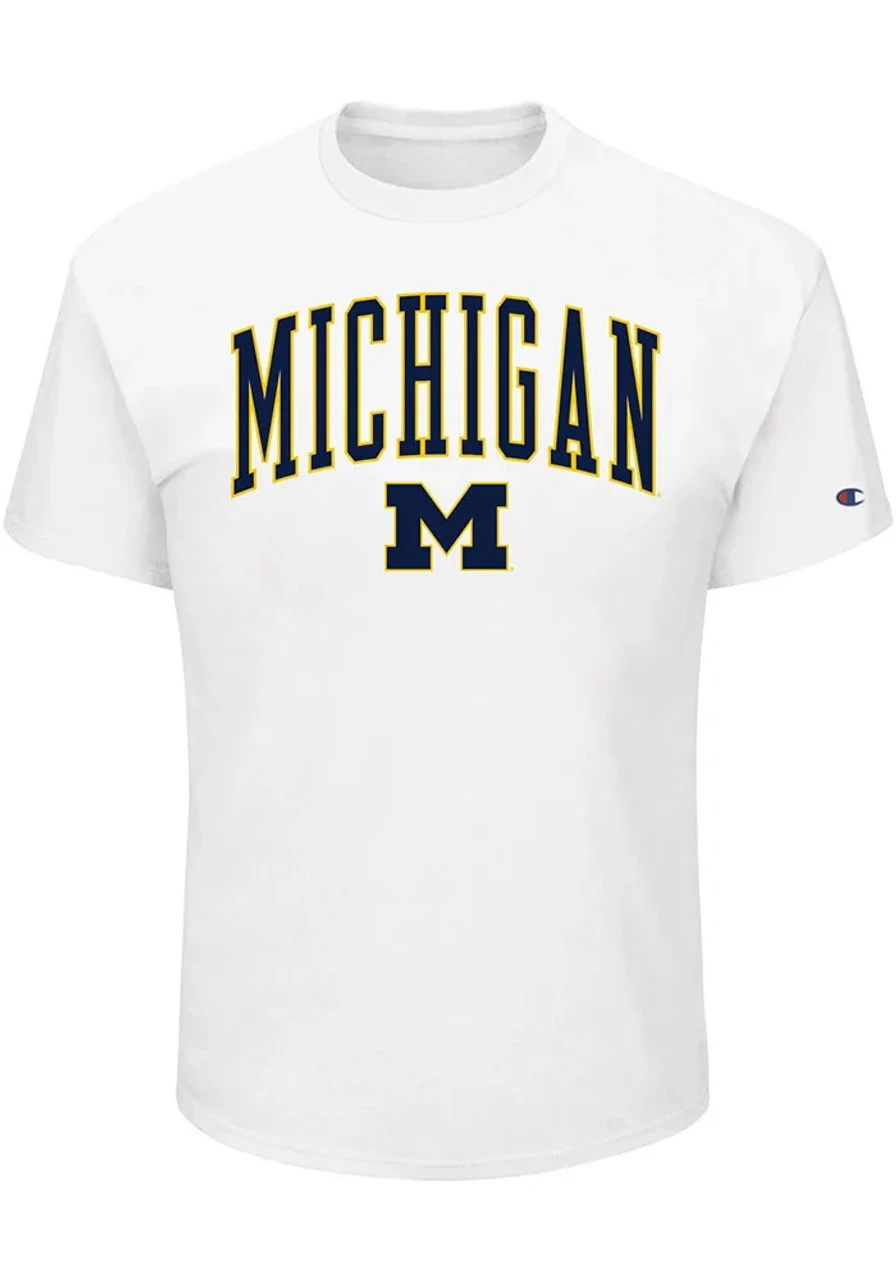 Champion University Of Michigan White Arch Mascot Tee 2XT, 3X, 3T 3 Champion University Of Michigan White Arch Mascot Tee 2XT, 3X, 3T