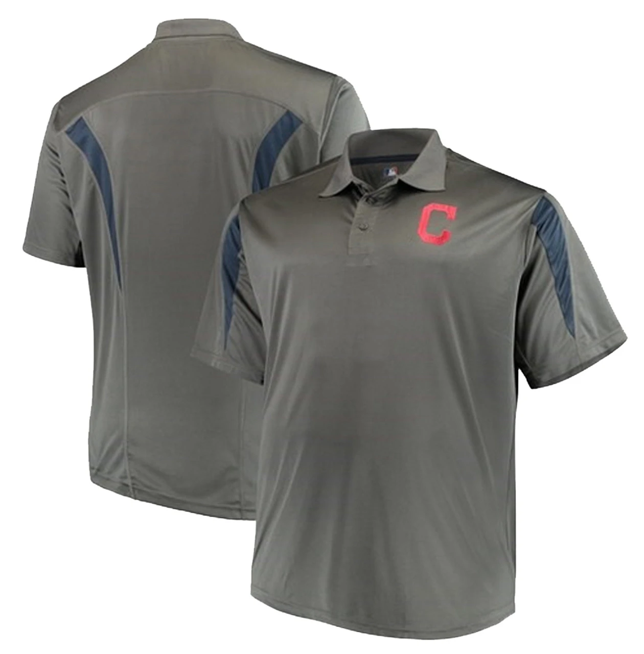 Majestic Cleveland Indians Gray Contract Polo XLT, 2XT, 3X 5 Majestic Cleveland Indians Gray Contract Polo XLT, 2XT, 3X - Image 3