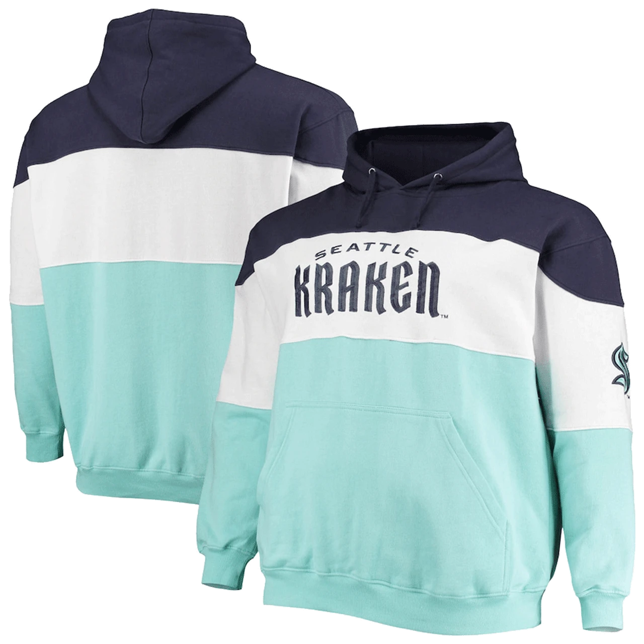 Seattle Kraken Fanatics Branded NHL Colorblock Fleece Hoodie 4X, 4XT 3 Seattle Kraken Fanatics Branded NHL Colorblock Fleece Hoodie 4X, 4XT