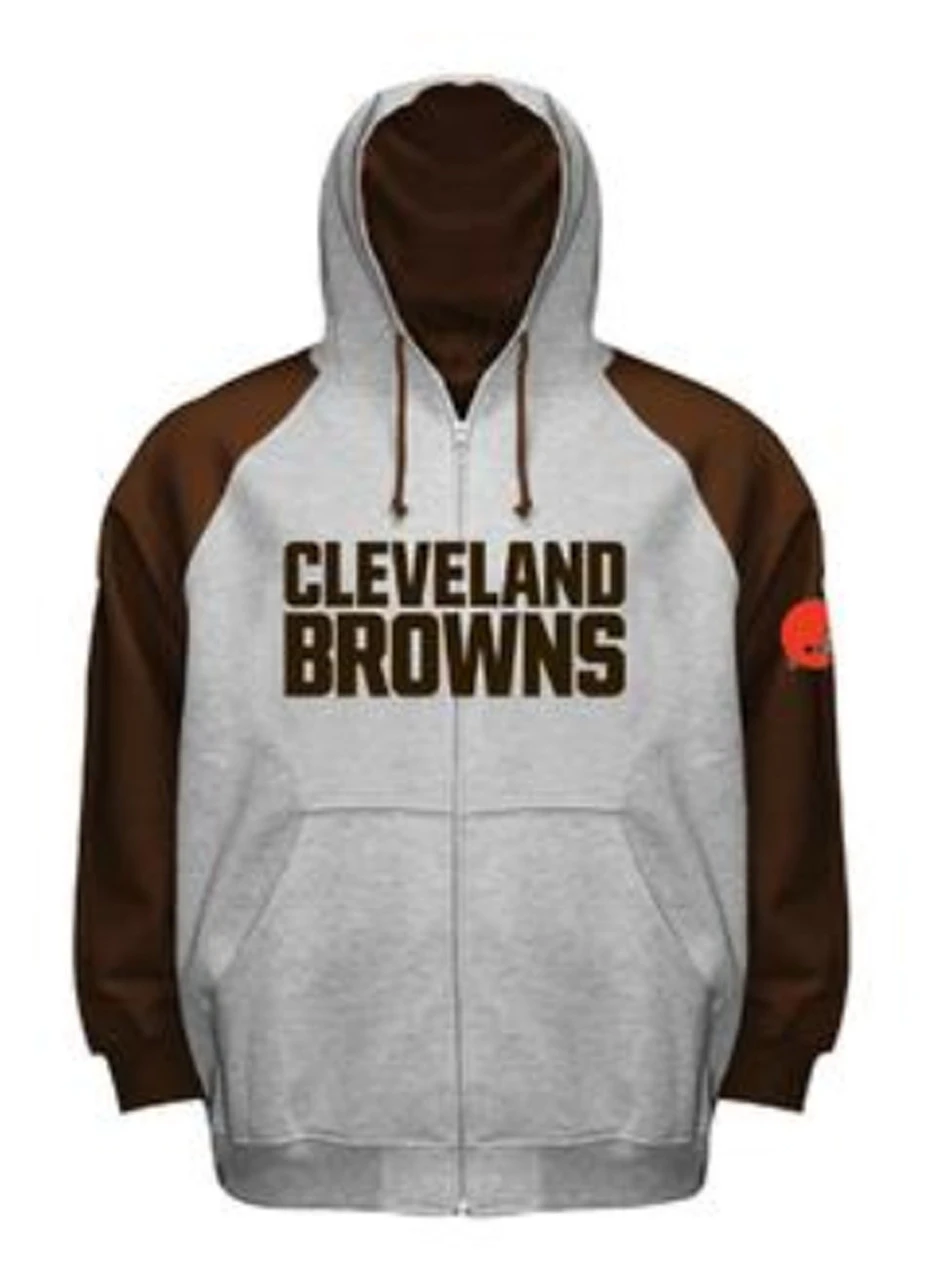 NFL Cleveland Browns Full Zip Raglan Hoodie XLT, 3X 3 NFL Cleveland Browns Full Zip Raglan Hoodie XLT, 3X