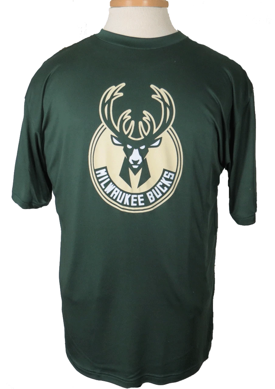 Majestic Milwaukee Bucks Poly Green Logo Tee 2XT 3 Majestic Milwaukee Bucks Poly Green Logo Tee 2XT