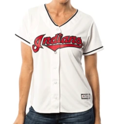 Ladies Majestic Cleveland Indians White Cool Base Jersey 3X