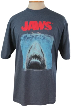 Jaws Movie Poster Heather Navy Short Sleeve Tee Shirt 4X