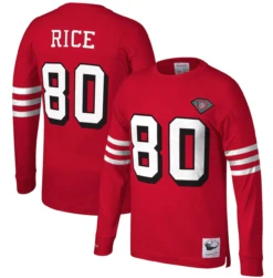Mitchell & Ness San Francisco 49ers Jerry Rice Scarlet Retired Player Name & Number Long Sleeve Tee XLT, 2X