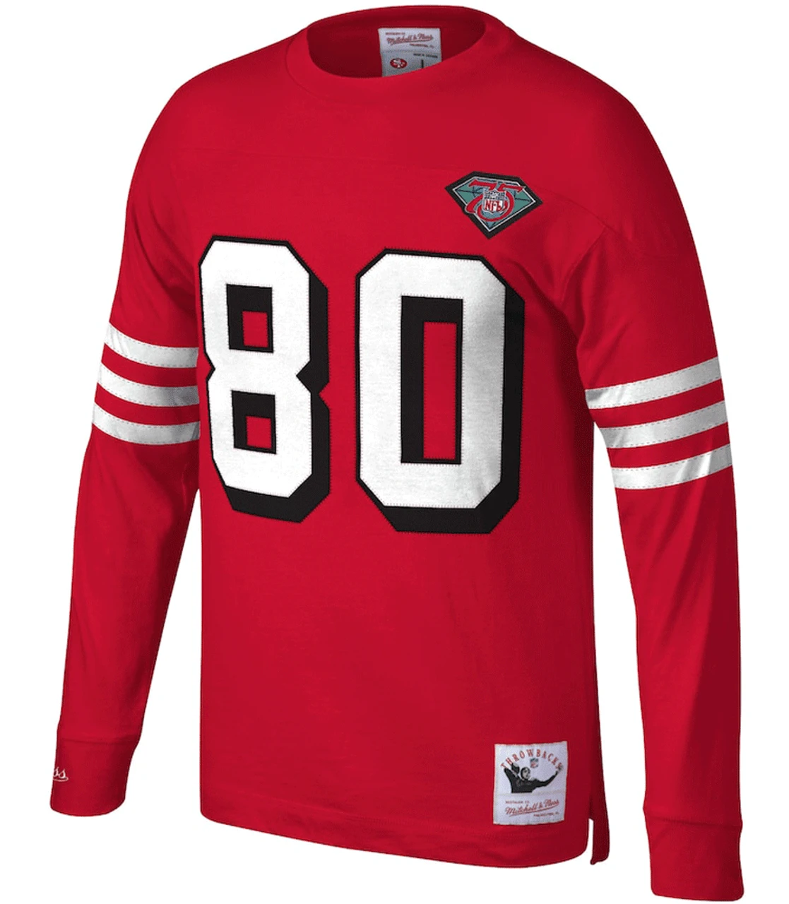 Mitchell & Ness San Francisco 49ers Jerry Rice Scarlet Retired Player Name & Number Long Sleeve Tee XLT, 2X 4 Mitchell & Ness San Francisco 49ers Jerry Rice Scarlet Retired Player Name & Number Long Sleeve Tee XLT, 2X - Image 2
