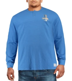 Mitchell & Ness Blue Detroit Lions First Round Pick Long Sleeve Henley Tee XLT, 2X