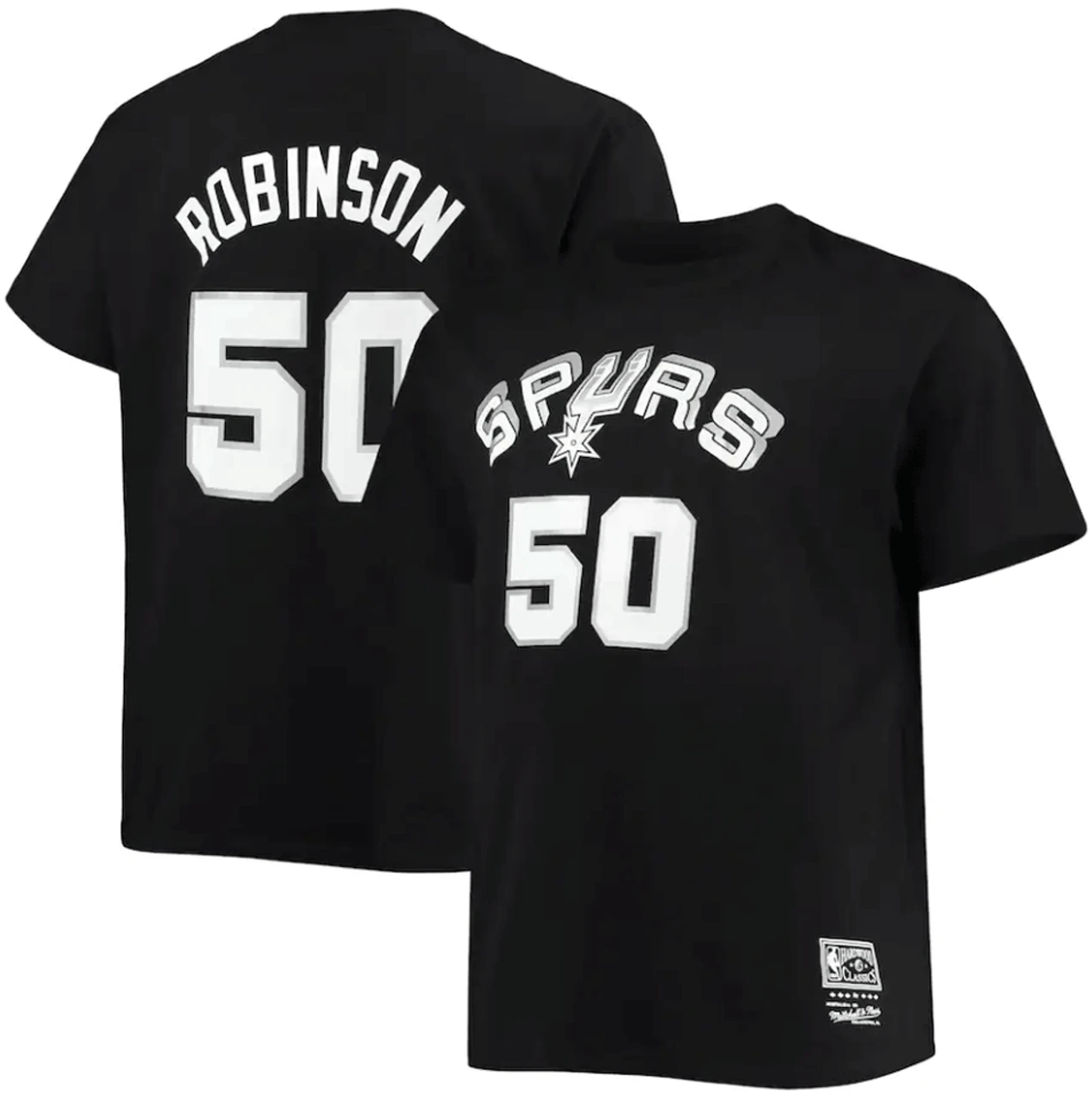 Mitchell & Ness David Robinson San Antonio Spurs Hardwood Classics Name & Number Tee 2X, 2XT, 3X, 6X 3 Mitchell & Ness David Robinson San Antonio Spurs Hardwood Classics Name & Number Tee 2X, 2XT, 3X, 6X