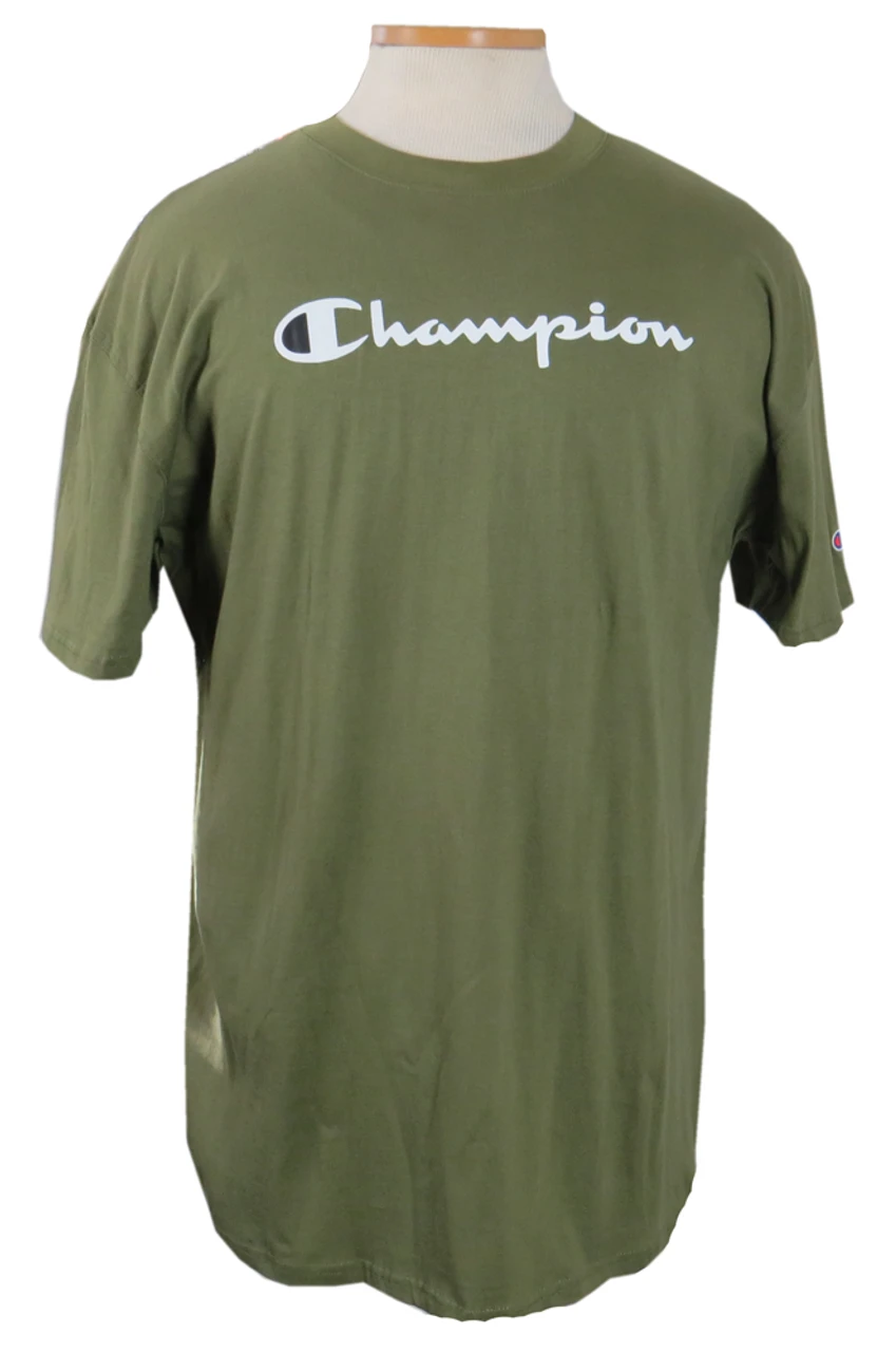 Champion Heritage Script Logo Olive Green Short Sleeve Tee Shirt 2XT, 3X 3 Champion Heritage Script Logo Olive Green Short Sleeve Tee Shirt 2XT, 3X