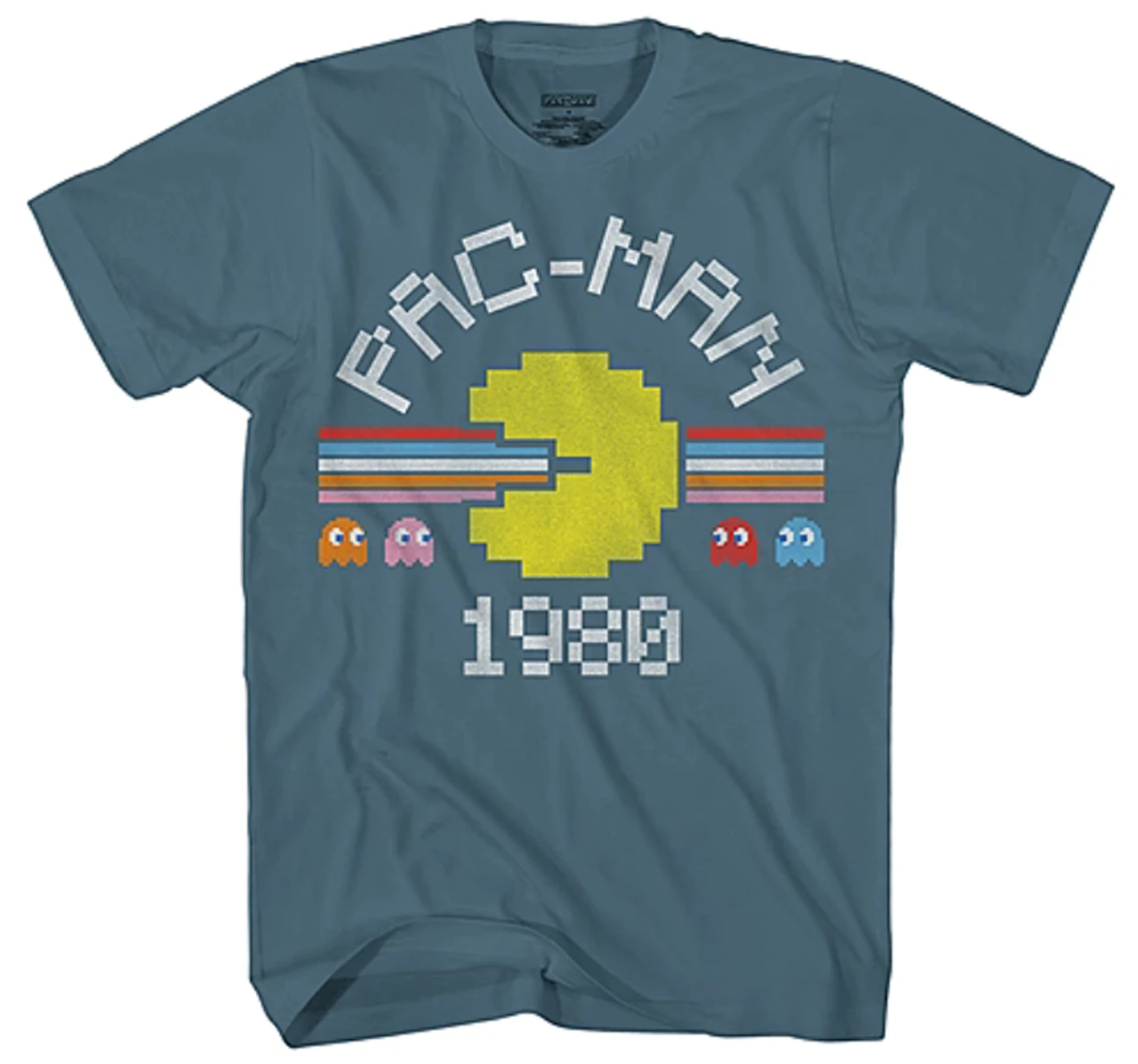 Pac Man 1980 Short Sleeve Slate Blue Printed Tee Shirt 2X, 3XT, 4X, 6X 3 Pac Man 1980 Short Sleeve Slate Blue Printed Tee Shirt 2X, 3XT, 4X, 6X