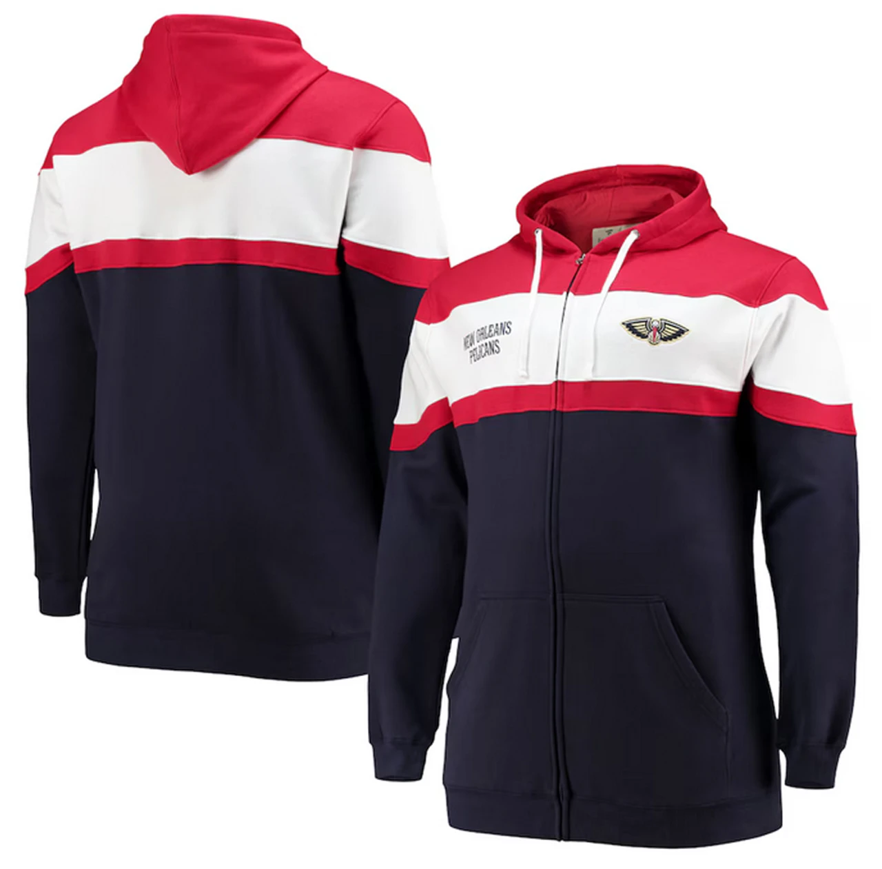Fanatics New Orleans Pelicans Full Zip Colorblock Hoodie XLT, 3X 3 Fanatics New Orleans Pelicans Full Zip Colorblock Hoodie XLT, 3X