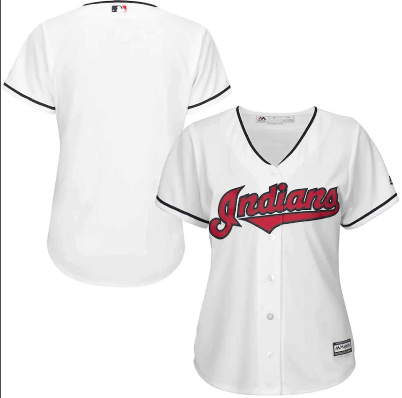 Ladies Majestic Cleveland Indians White Cool Base Jersey 3X 4 Ladies Majestic Cleveland Indians White Cool Base Jersey 3X - Image 2