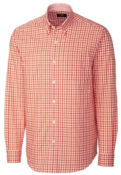 Cutter & Buck Long Sleeved Cascade Range Gingham 2X, 3X, 3XT, 4X