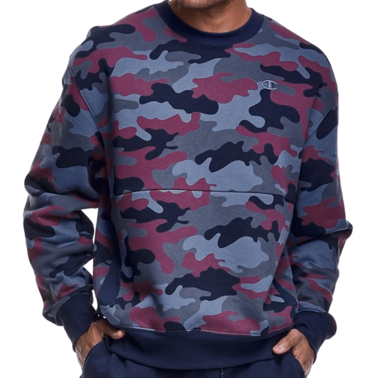 Champion Urban Pursuits Crew Neck Blue Camo Sweatshirt 2X, 3X, 4X 4 Champion Urban Pursuits Crew Neck Blue Camo Sweatshirt 2X, 3X, 4X - Image 2