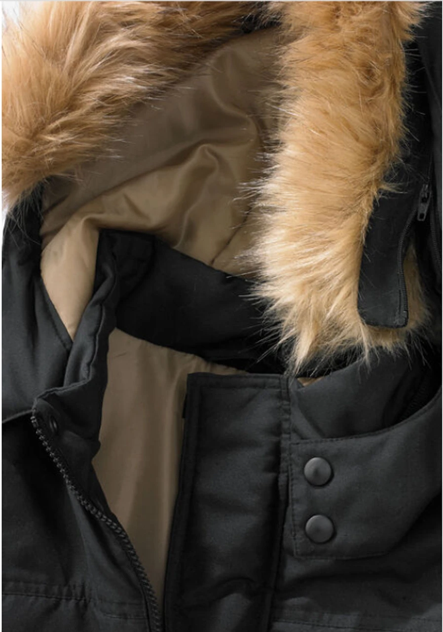 King Size Black Parka With Faux-Fur Trimmed Hood 2XT, 3X 5 King Size Black Parka With Faux-Fur Trimmed Hood 2XT, 3X - Image 3