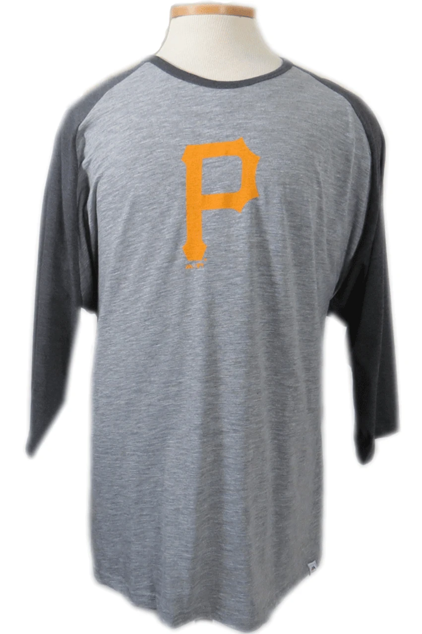 Majestic MLB Pittsburgh Pirates 3/4 Sleeve Raglan Tee 4X, 5X 3 Majestic MLB Pittsburgh Pirates 3/4 Sleeve Raglan Tee 4X, 5X