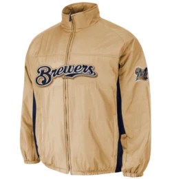 Majestic Milwaukee Brewers Double On-Field Jacket 3X, 4X, 5X, 6X