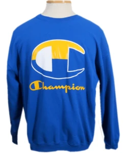 Champion Royal Blue Crew Sweatshirt With Yellow Logo 2X, 3X