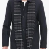 Dockers Dark Navy Wool Blend Coat With Scarf 3XT