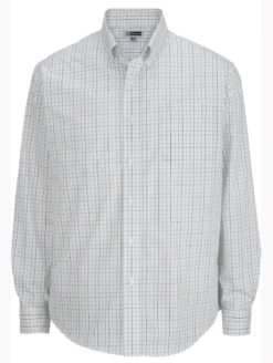 Edwards Poplin Tattersall Print Long Sleeve Sport Shirt 3 Colors 2X, 3X, 4X, 5X, 6X -Fanatics Comlumbia Shop edstattersallkhaki 91949.1659725980