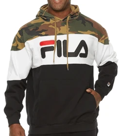 Fila Colorblock Camo, White And Black Fleece Hoodie 2X, 3X, 4X