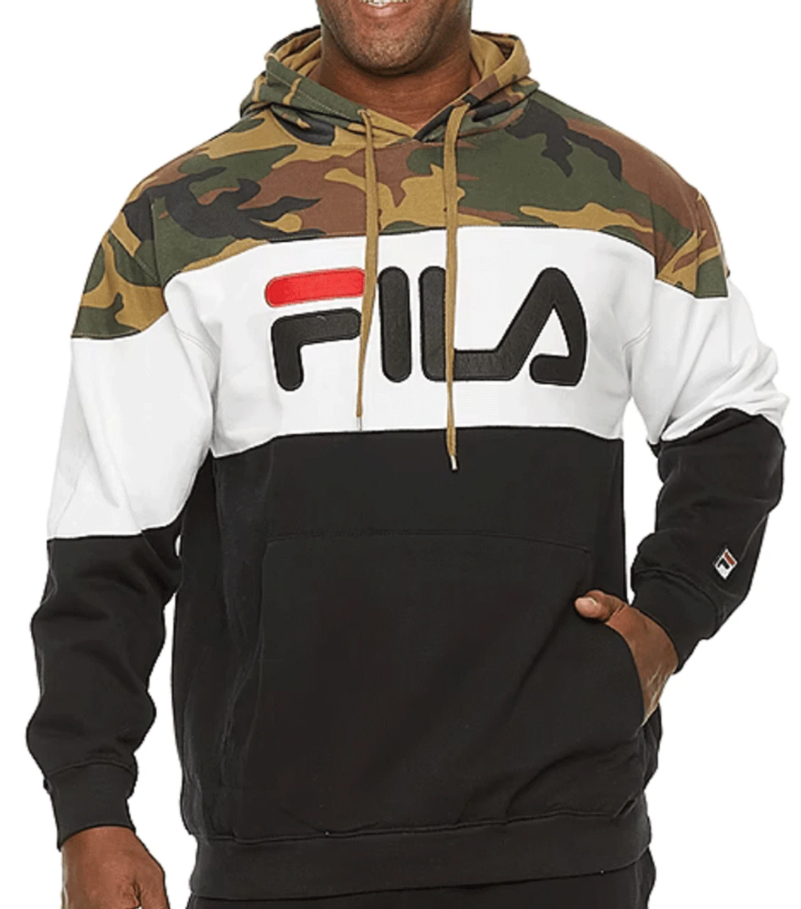 Fila Colorblock Camo, White And Black Fleece Hoodie 2X, 3X, 4X 3 Fila Colorblock Camo, White And Black Fleece Hoodie 2X, 3X, 4X