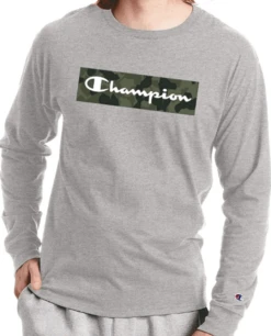 Champion Classic Jersey Long Sleeve Camo & Script Logo Tee Shirt 2 Colors 4XT