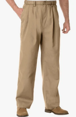 King Size Knockaround Full Elastic Waist Pleated Pants 2 Colors 40x40 Unhemmed